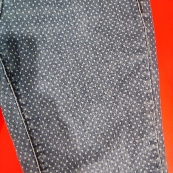 Earl polka dot denim jeans stretchy skinny ankle woman's size 6 - Picture 9 of 10